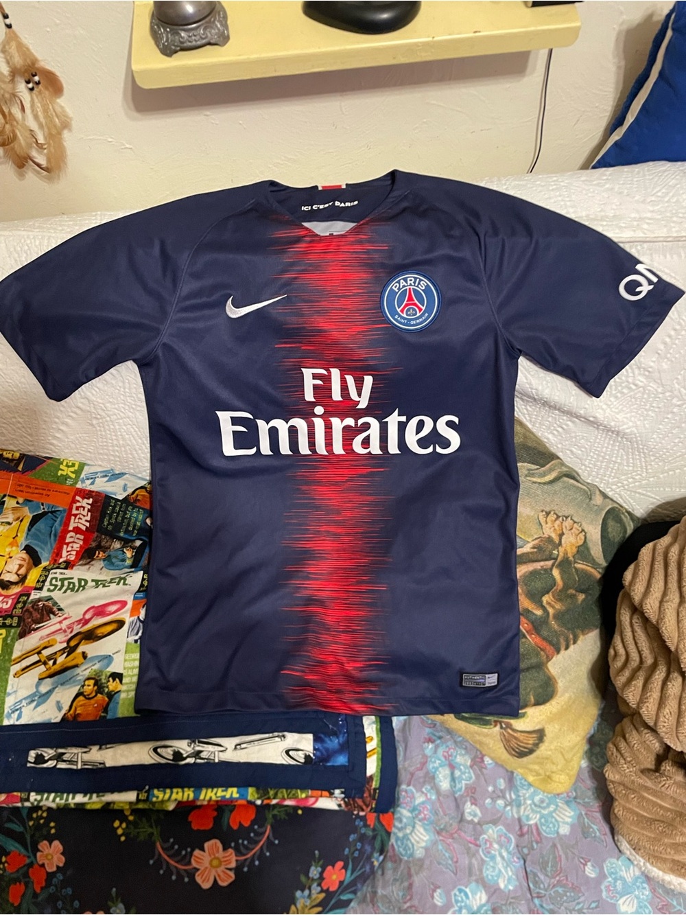 Paris Saint-Germain Kids' Navy & Red Soccer Jersey